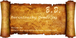 Bercsinszky Demény névjegykártya